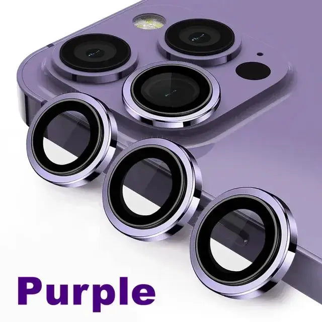 4 pcs purple metal back camera lens protector rings for iPhone 15/13/12/11/14 Pro Max
