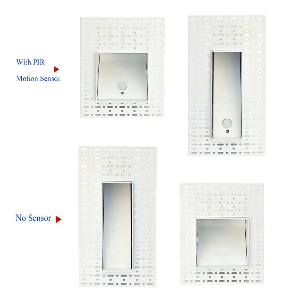 Simples Market embedded frameless LED stair wall lamps with motion sensor, 3W, 100–240V, metal perforated frame