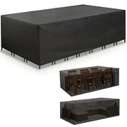 Simples Market 120-size outdoor furniture cover for rectangular patio dining set and double sofa, black.