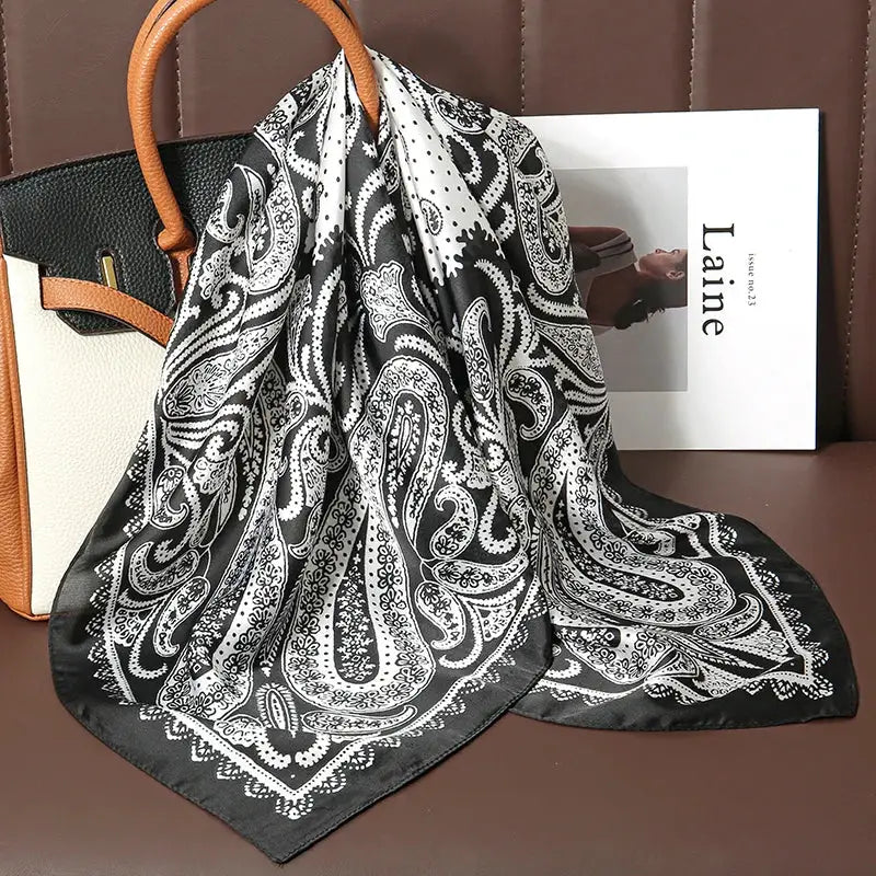 Luxe Silk Satin Square Scarf Silk Feel Finish Versatile Fashion Wrap For Shawl Hijab Neckerchief Hair Ribbon Headband