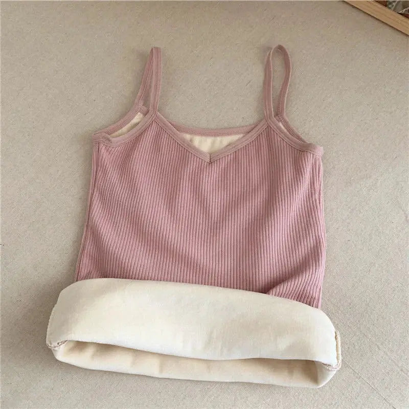 VelvetyLux Thermal Velvet Crop Top For Women Elastic Fit For Comfortable Layering Black Tank