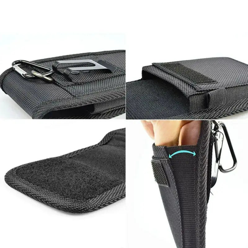 Nylon mobile phone waist bag, black, with belt loop and adjustable strap by Simples Market