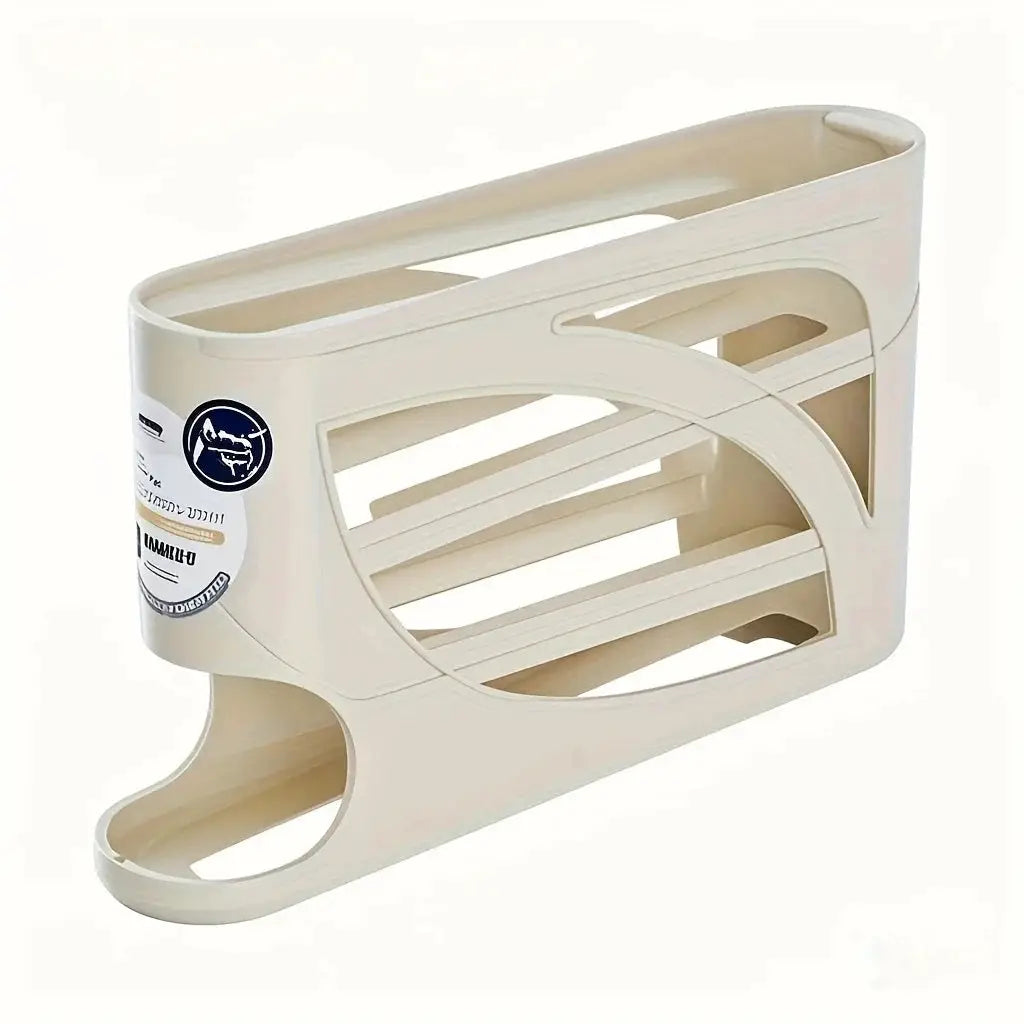 SmartShelf 3 Tier Rolling Egg Storage Container Holds 24 Eggs for Efficient Refrigerator Organization