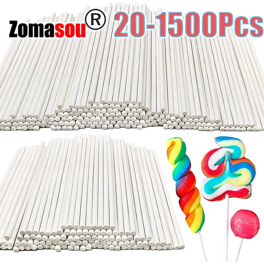 White Paper Lollipop Sticks Solid Core 20 To 1500 Pcs For Cake Pops Party Desserts Candy Making