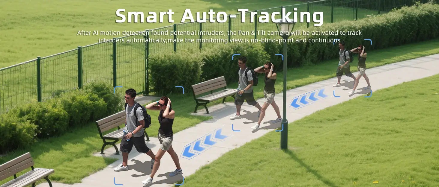 Security camera by Simples Market: smart auto-tracking outdoor WiFi, 360-degree surveillance