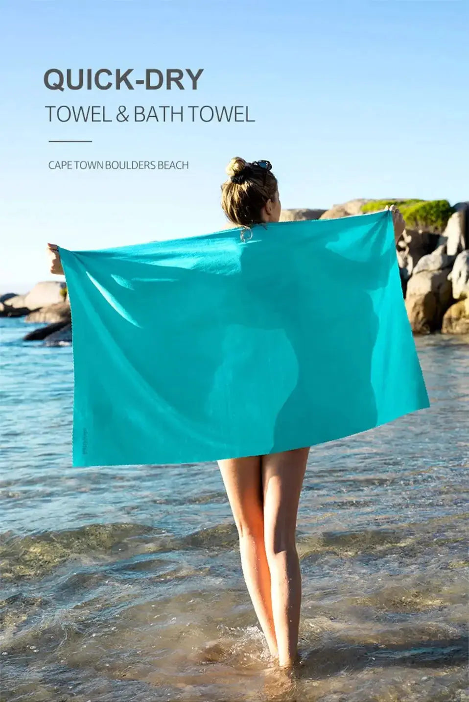 Naturehike outdoor quick-drying towel in turquoise microfiber, ultralight beach towel