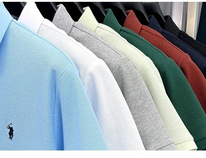 Men's short-sleeve polo shirt, 100% cotton, assorted colors with Polo Ralph Lauren logo