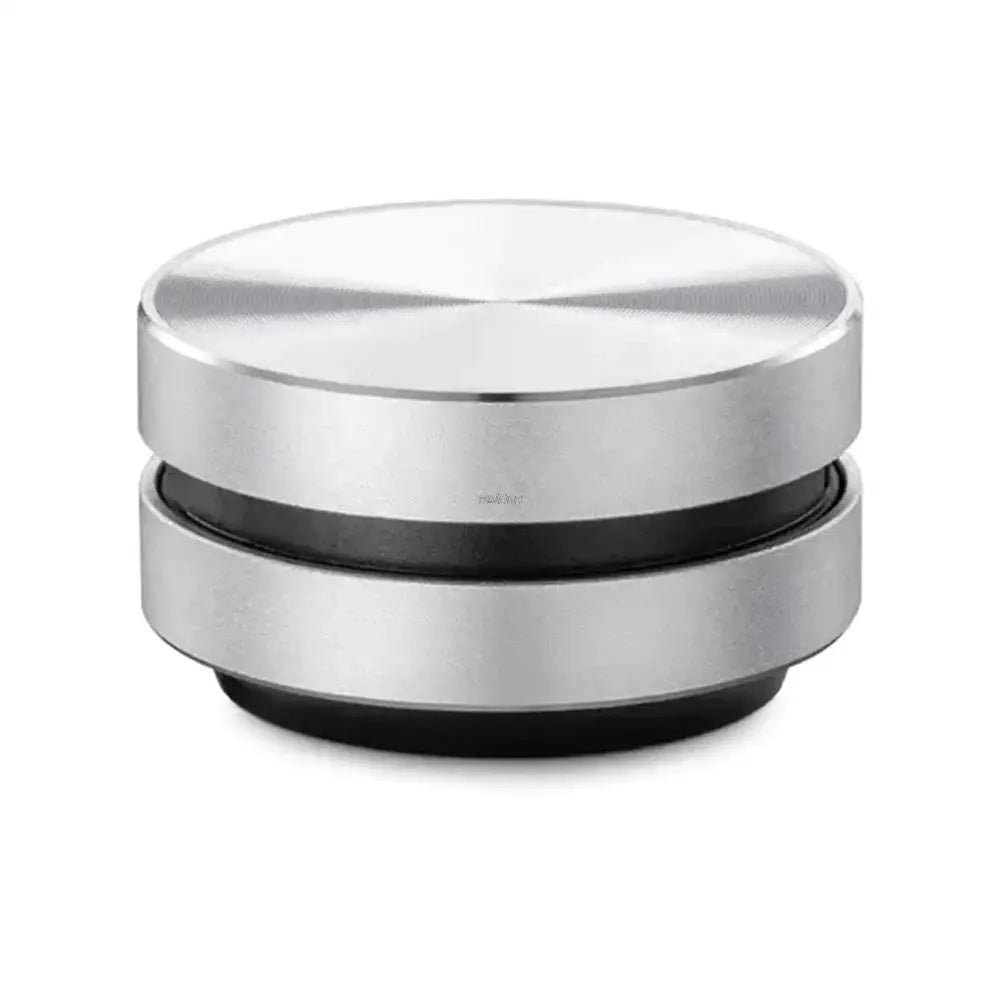 Simples Market bone conduction Bluetooth speaker, silver round portable TWS device with sleek aluminum finish.