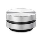 Simples Market bone conduction Bluetooth speaker, silver round portable TWS device with sleek aluminum finish.