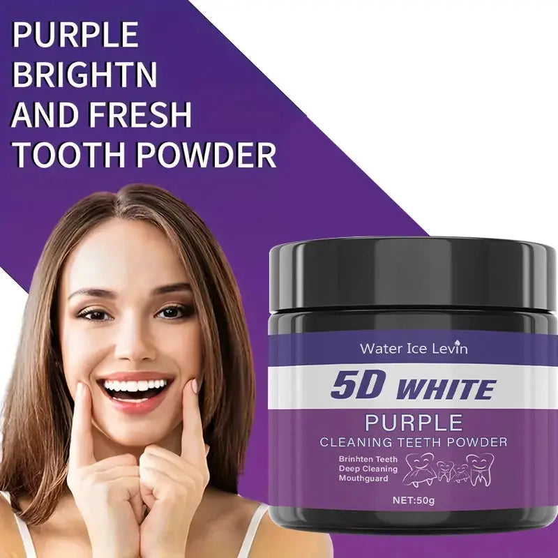 Purple Tooth Cleaning Powder Sulfate Free Deep Cleaning And Polishing Whitens Teeth In 5 Days Portable For Travel