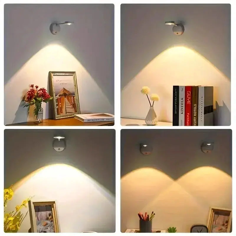HPH USB rechargeable intelligent human-sensing wireless wall light; white, dimmable LED spotlight for paintings.