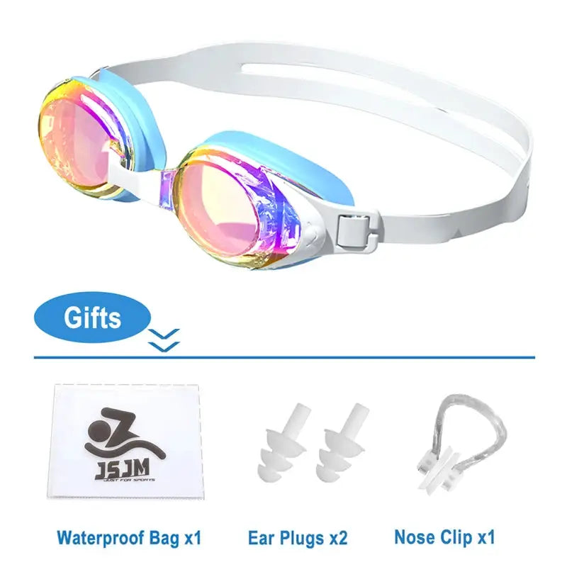 JSJM Professional Anti Fog Swimming Goggles For Adults UV Protection Adjustable Silicone Fit Unisex Design Men Women