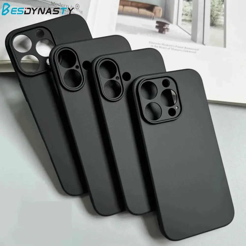 LuxGuard ProSilk Luxury Black Silicone Matte Phone Case For iPhone 11 To 17 Pro Max Anti Fingerprint TPU
