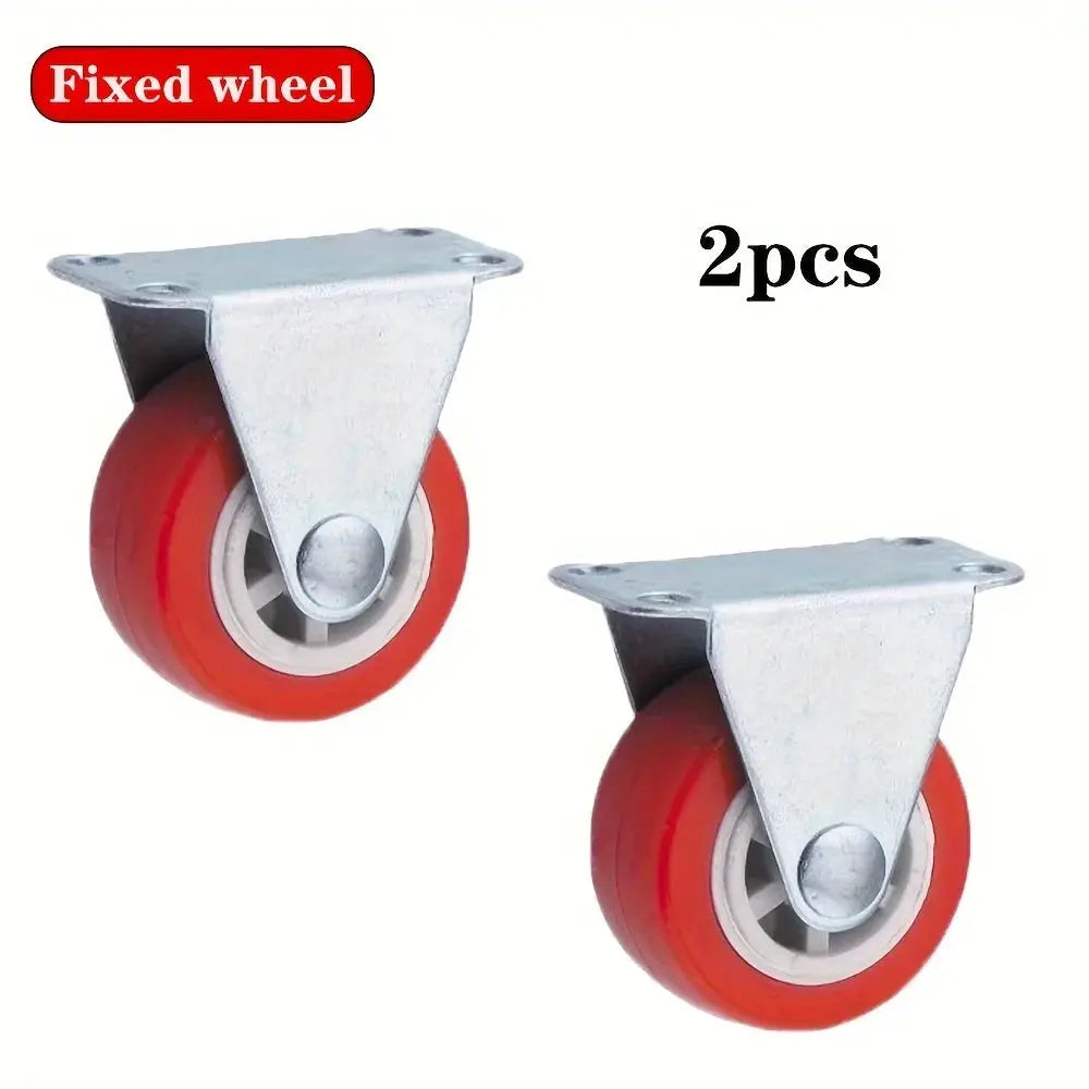 4 Pack PVC Casters 1.97 Inch Universal and Directional Quiet Red Wheels for Wheelbarrows and Furniture Trolleys