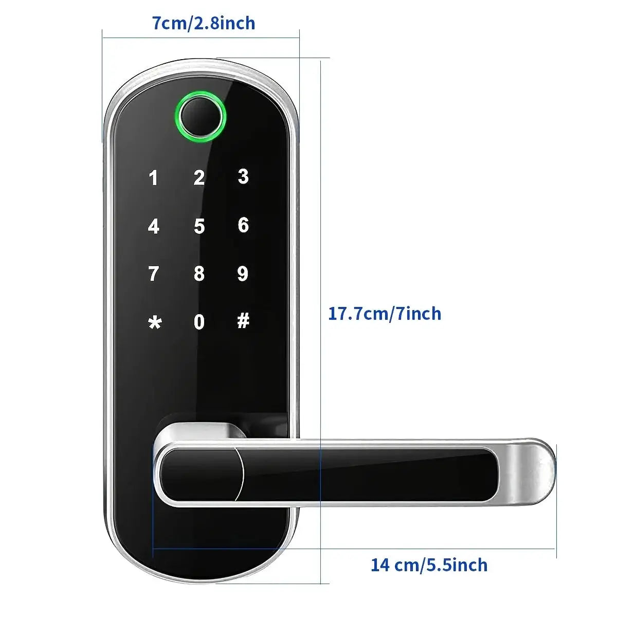 Smart Fingerprint Door Lock With App Control, Keyless Entry, WiFi, NFC, Touchscreen, IP67 Waterproof, 2 IC Cards