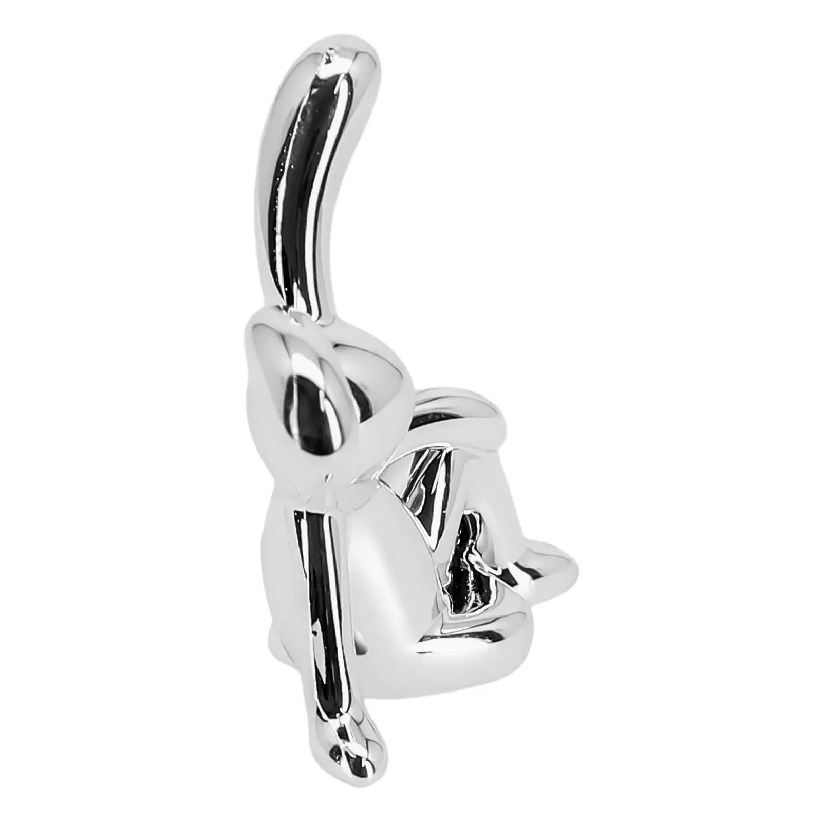 Cartoon rabbit figurine in silver chrome for car interior center console and desk decor
