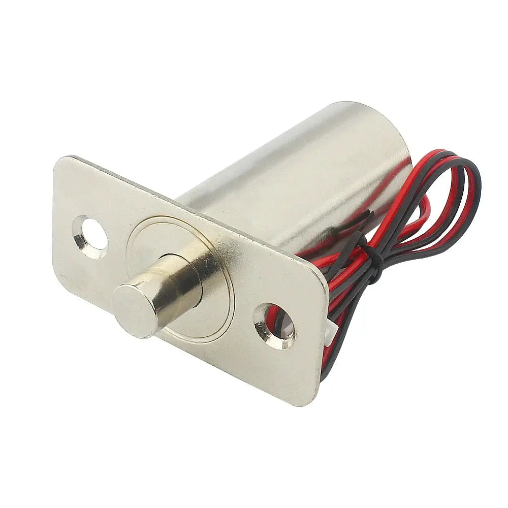 Simples Market embedded electric bolt lock, DC12V/24V, stainless steel faceplate for wooden doors with red and black wiring