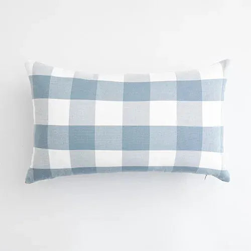 Pillow cover, light blue plaid, rectangular decorative cushion 30x50 cm