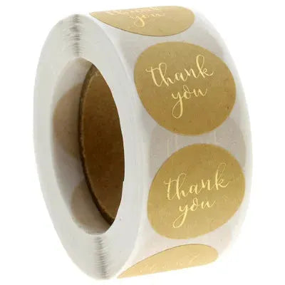 500 Pack Round Kraft Paper Thank You Stickers For Wedding Favors Gift Bags And Packaging