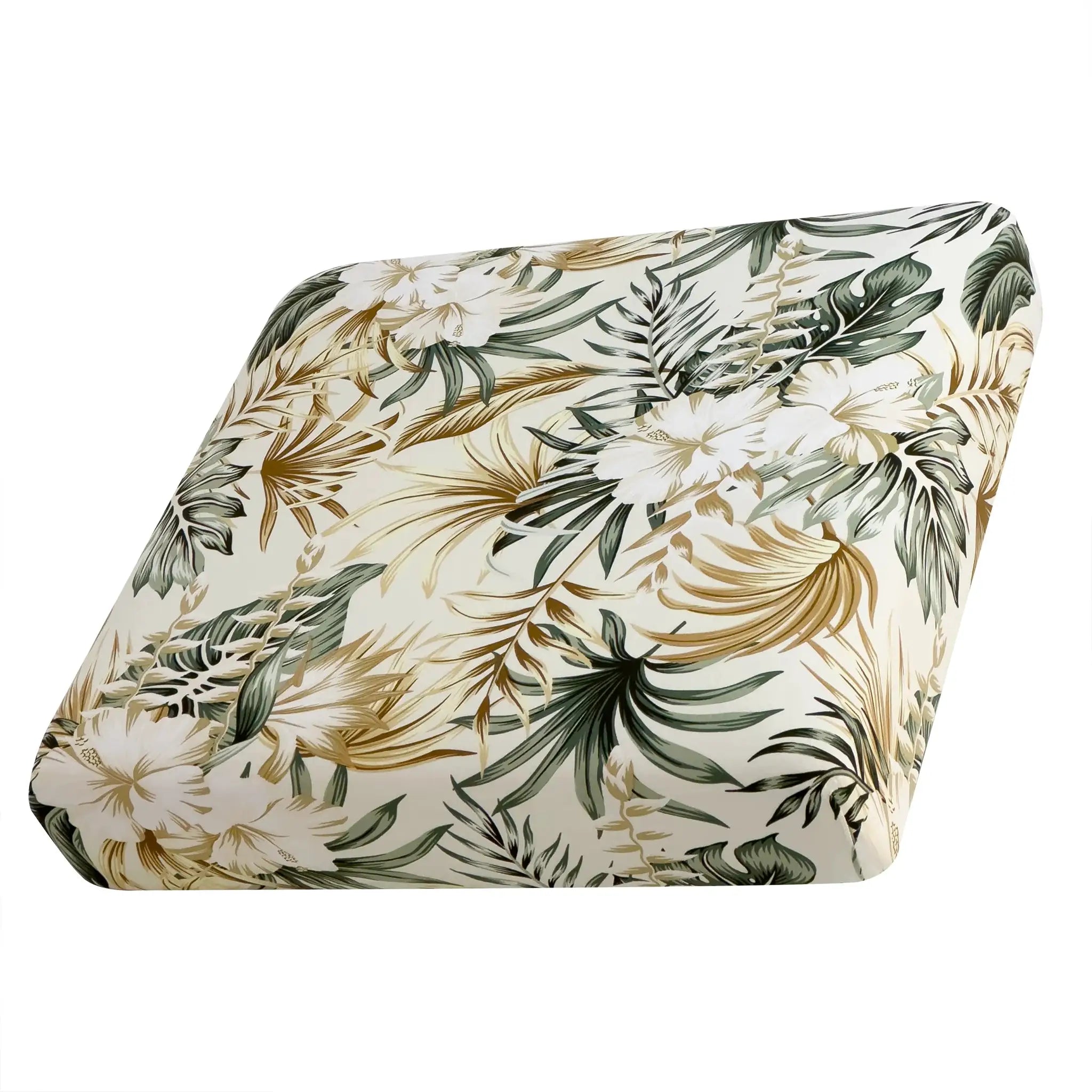Milk silk sofa cover with tropical rainforest leaf print, elastic, dust-proof, detachable by Simples Market