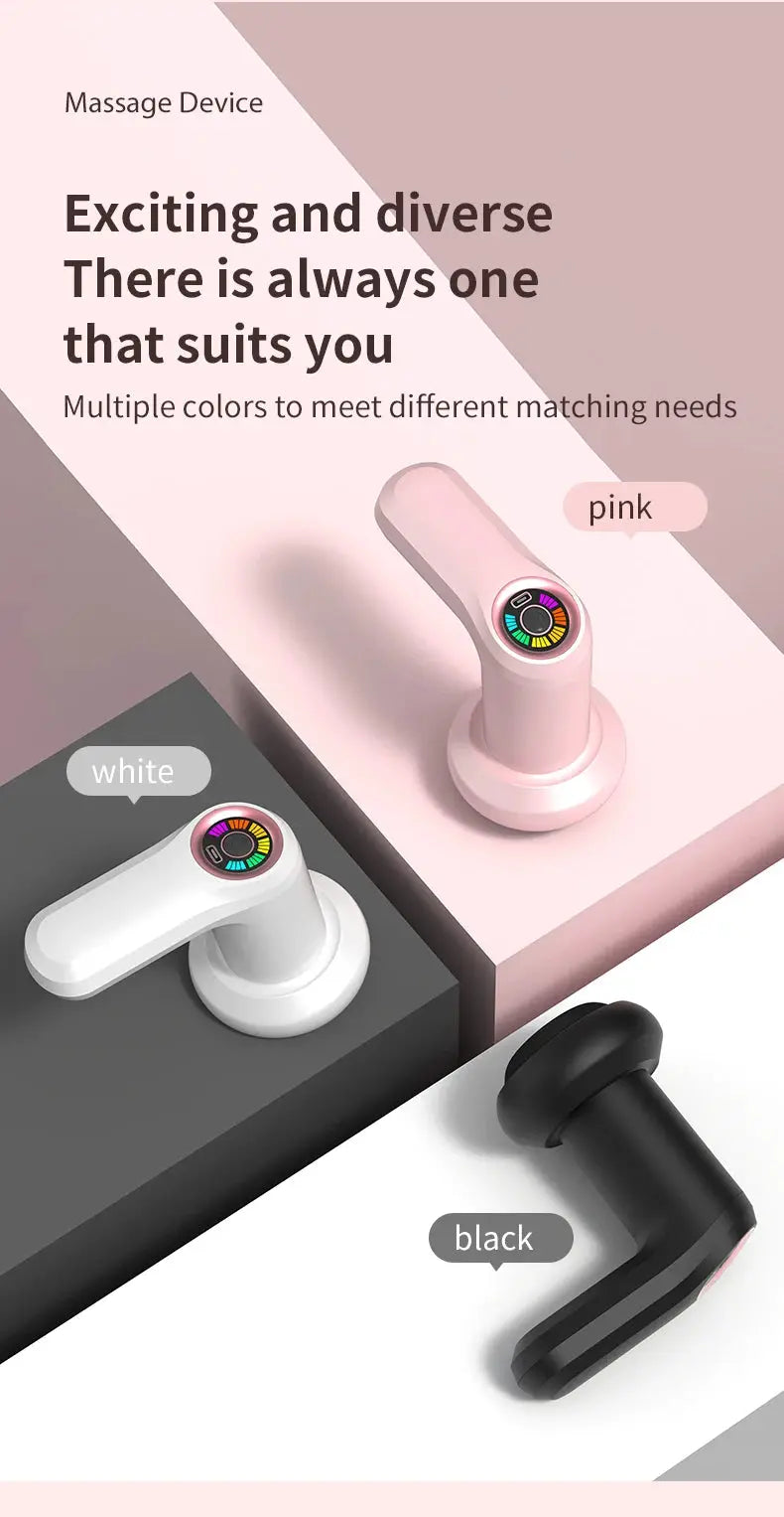 Cordless electric massager for neck, back and shoulders; 3-color set in pink, white, and black