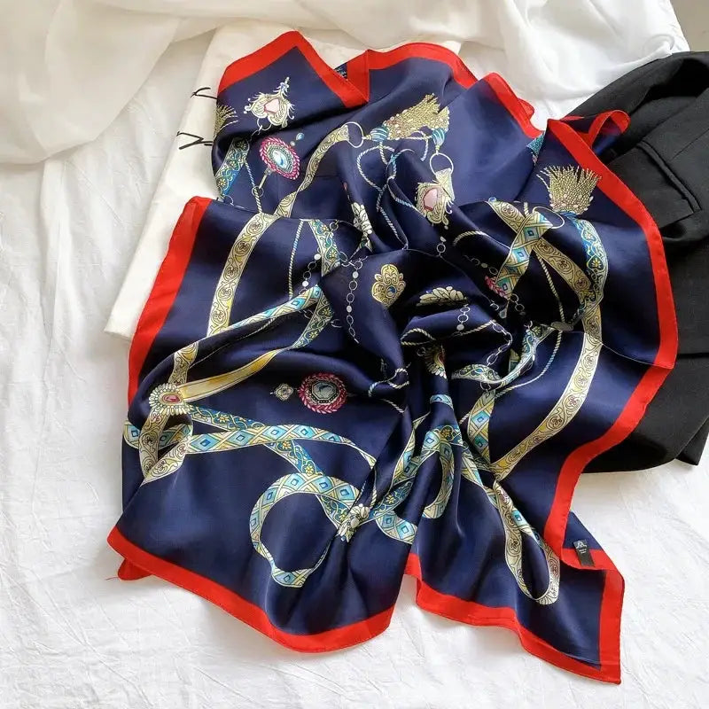 LuxeSilk Dot Print Silk Satin Neck Scarf 70 By 70 Cm Elegant And Versatile Hair Accessory For Women
