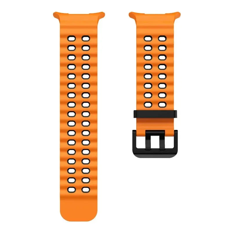 Marine silicone watch strap for Samsung Galaxy Watch Ultra2 47mm, orange sports bands (2-piece set) with black buckle
