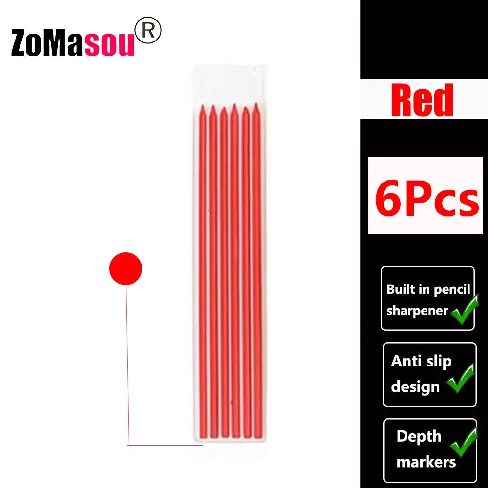 Top Solid carpenter mechanical pencils, red, 6 pcs, Simples Market