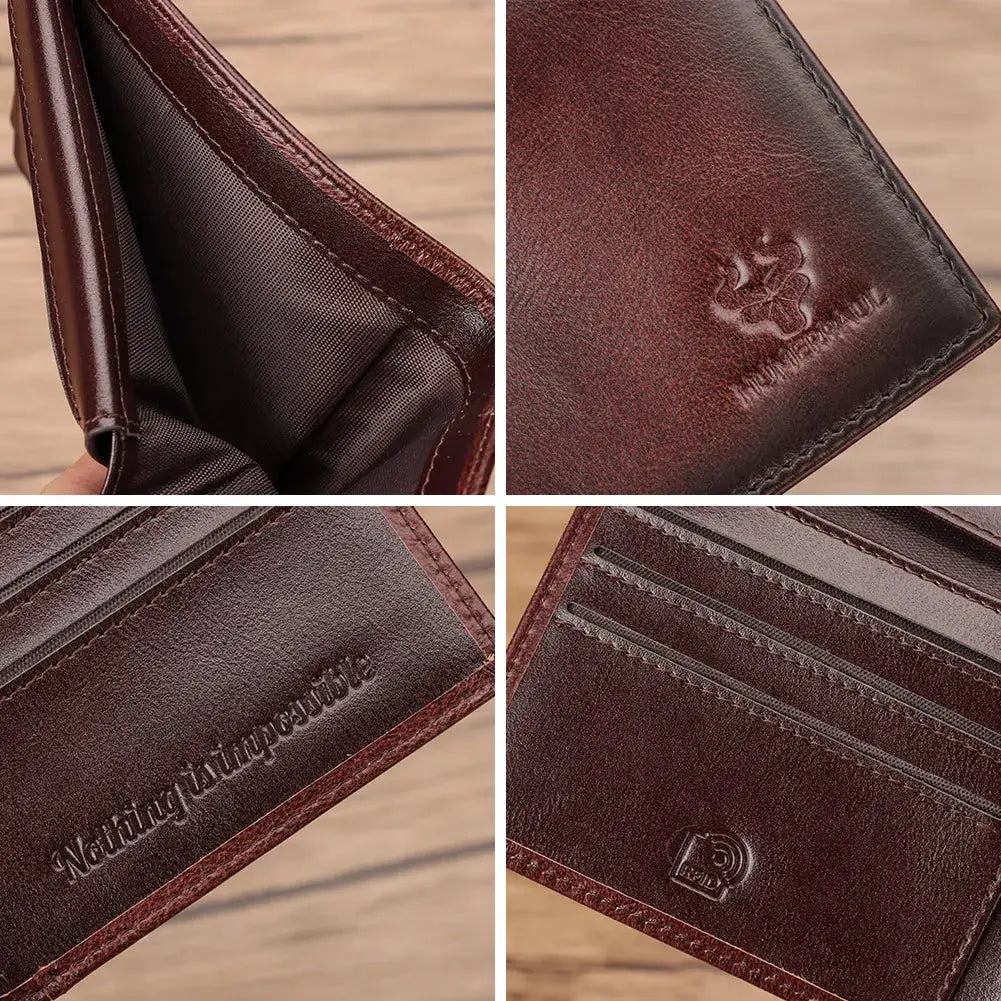 KAVIS handmade leather RFID wallet with ID window, brown by Simples Market