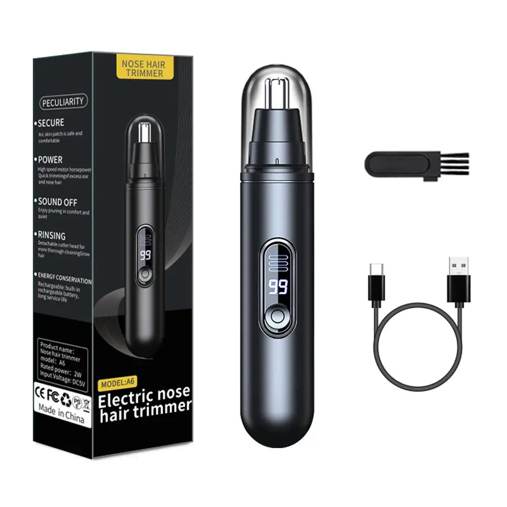 Nose hair trimmer by Simples Market, mini portable electric nose clipper with USB charging cable and cleaning brush