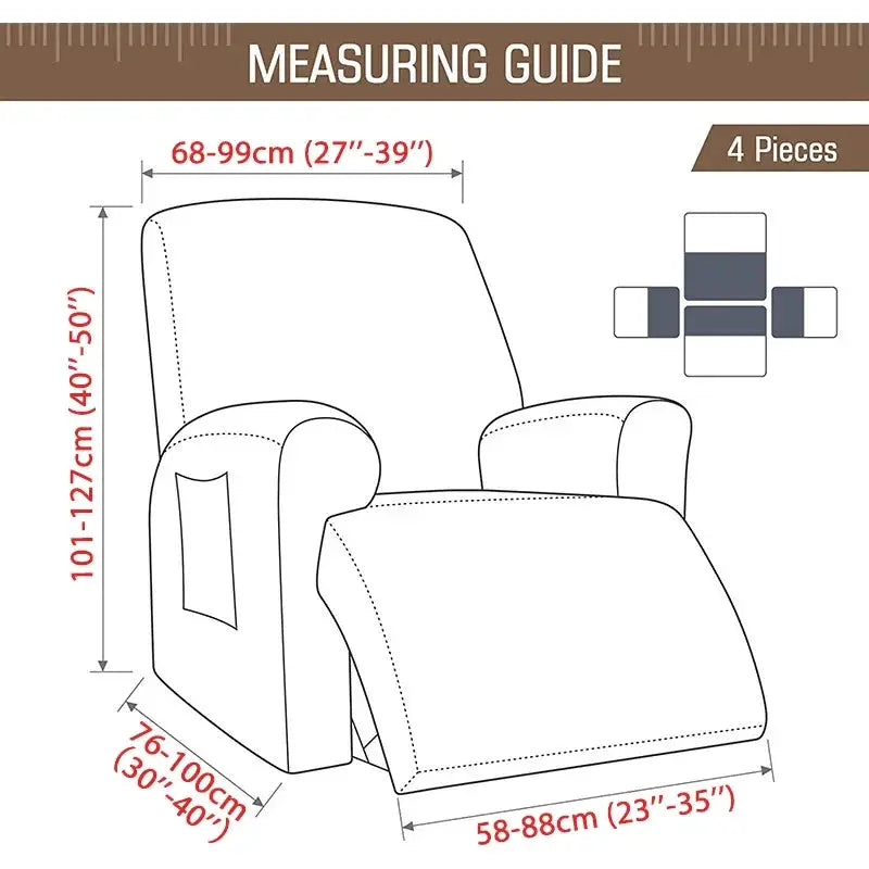 Simples Market Jacquard stretch recliner sofa cover, 4-piece elastic split-arm non-slip slipcover for living room