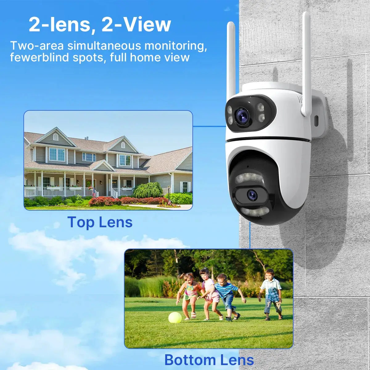 8MP 4K HD Wifi PTZ CCTV camera by Simples Market with dual lenses for outdoor home security, iCsee app compatible