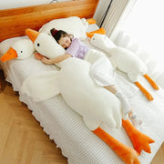 90 to 190cm Large White Goose Plush Throw Pillow Toy For Bed Decor Gift For Girls Cozy Sleep Companion