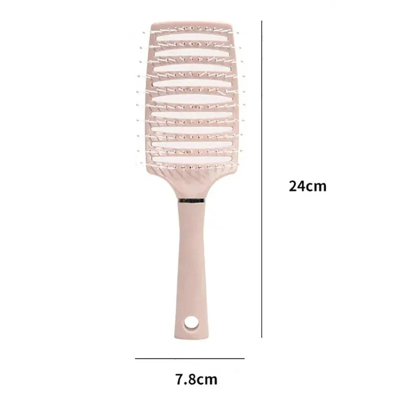 Simples Market pink air-cushion hairbrush with massage teeth, anti-hair loss, for all hair types, 24 cm long