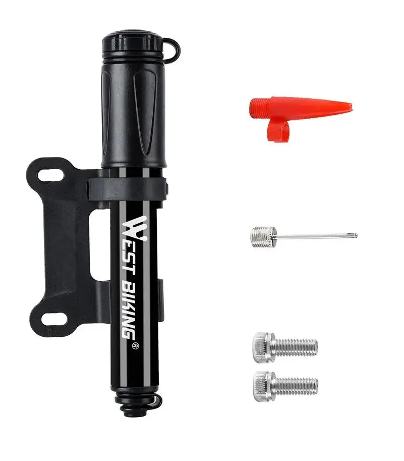 West Biking Mini Bike Pump 100 PSI Schrader Presta Valve Aluminum Alloy Hand Air Pump for MTB and Road Cycling
