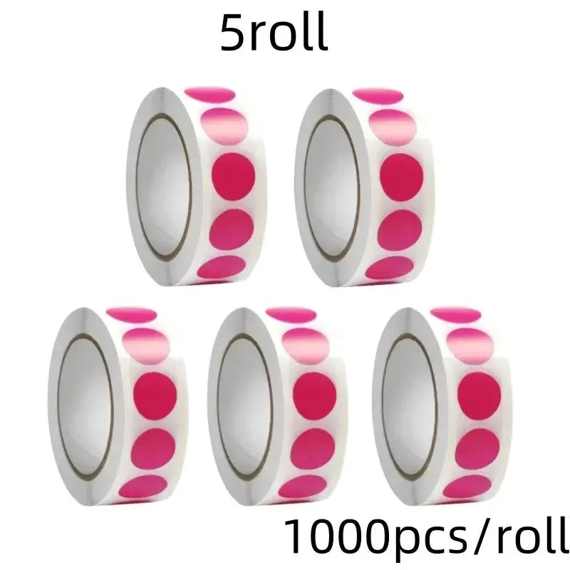 1000 Color Dot Label Stickers Coated Paper Round Sticker Rolls for Color Coding Kawaii Stationery Aesthetic