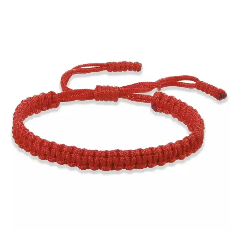Bracelet handmade red braided string with adjustable knots, Simples Market