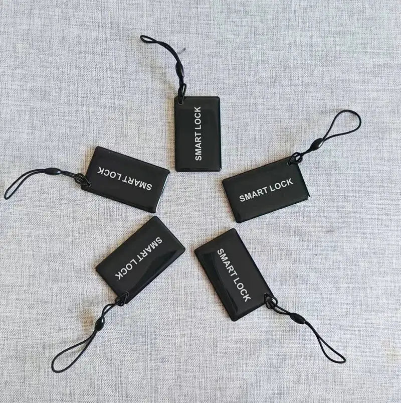 Proximity IC cards 5-pack, black plastic with SMART LOCK label and lanyards for smart door locks