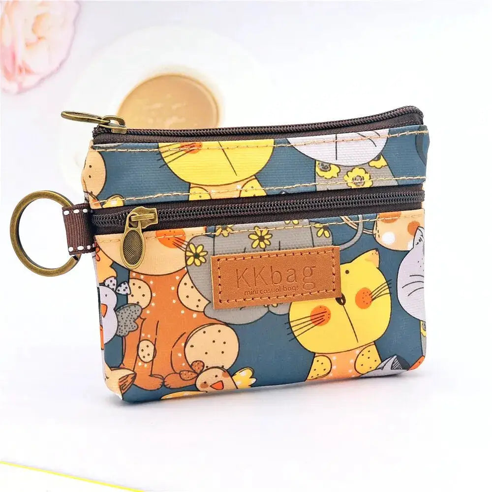 Cute Animals Wallet Zipper Purse Cartoon Patchwork Compact Lightweight Waterproof Wear Resistant Durable