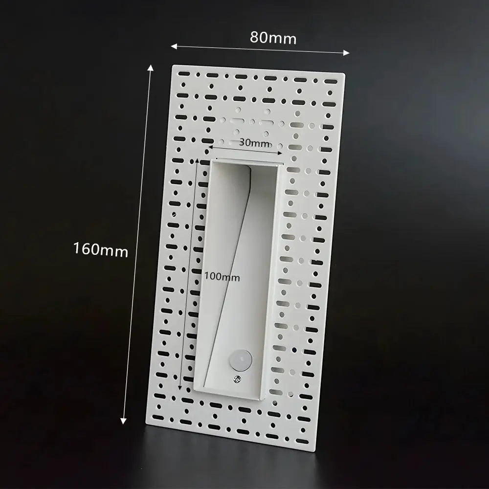 SANDIY sensor wall sconce lamp with perforated metal backplate and recessed 3W step light, white