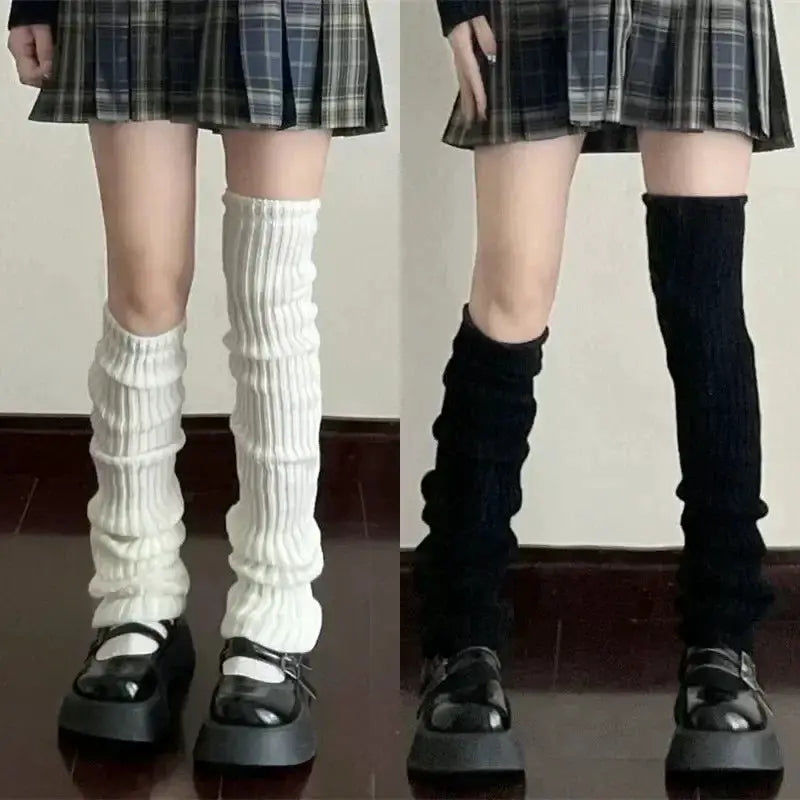 KnitAura Lolita Leg Warmers Y2K Crochet Heap Style Knit For Autumn Winter Warmth 40 To 70 Cm