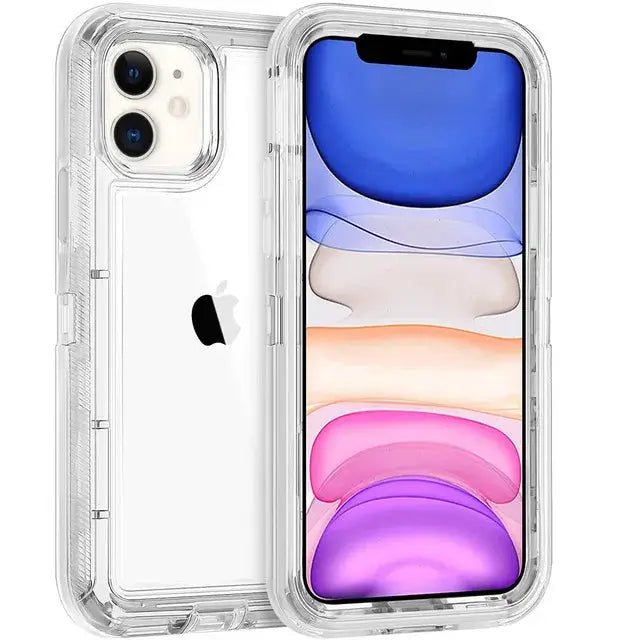 Simples Market clear 3-in-1 heavy-duty iPhone case, transparent; military-grade shockproof for iPhone 14–16 Pro Max, X/XR/XS Max