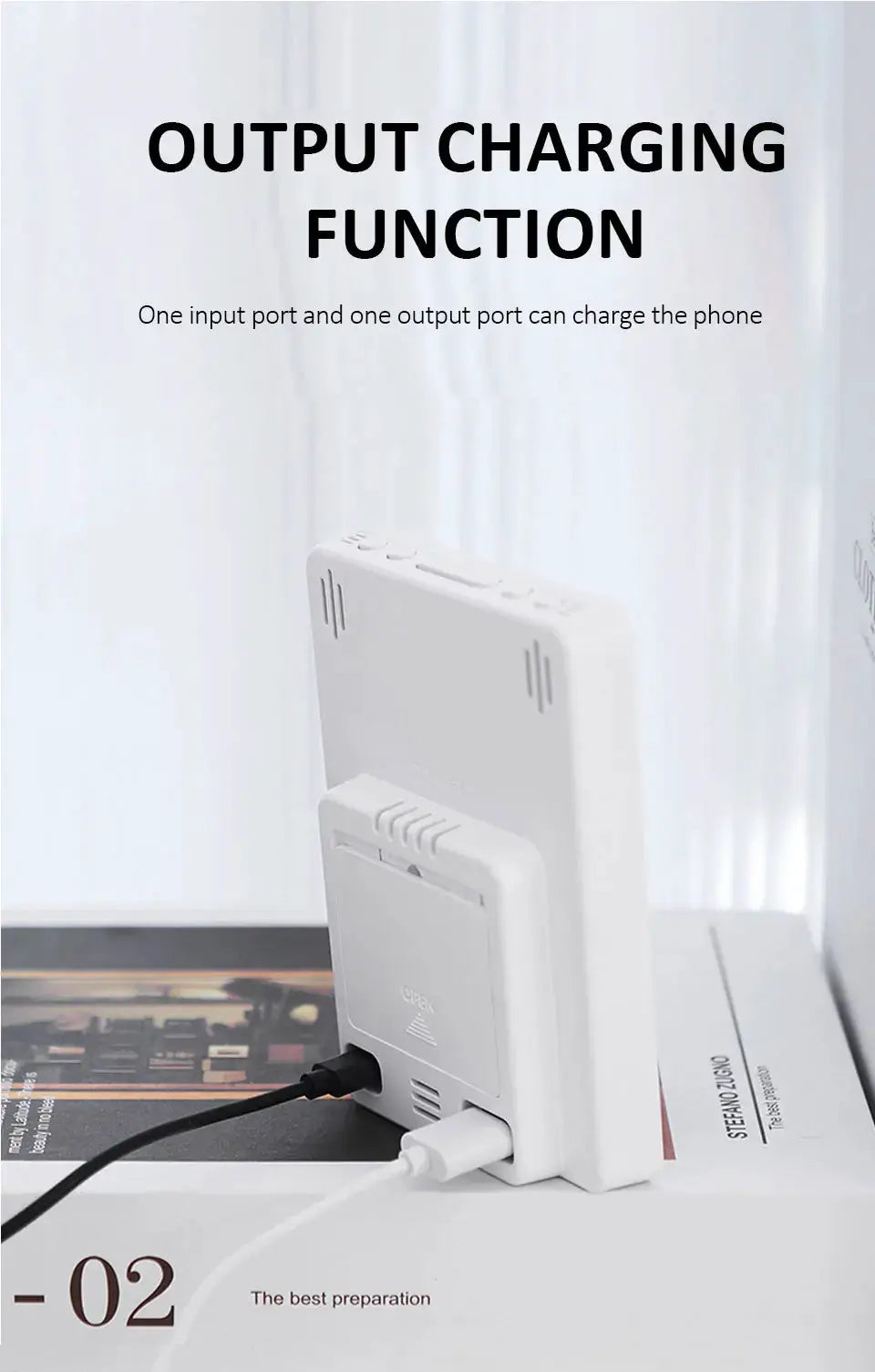 Simples Market white multifunctional large-screen digital alarm clock with humidity display and USB charging