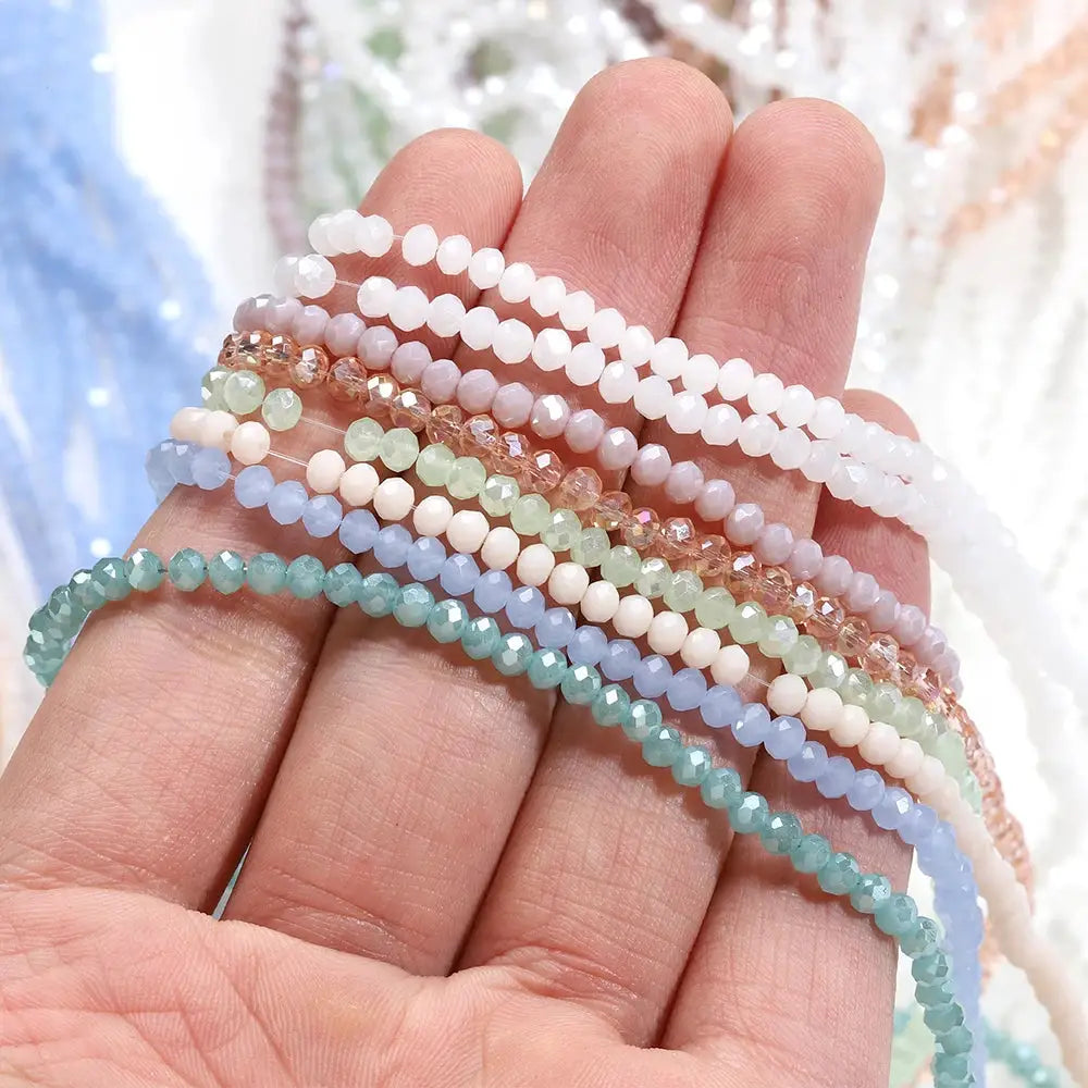 Crystal glass 4mm rondelle beads; pastel faceted spacers, pack of 120 pcs