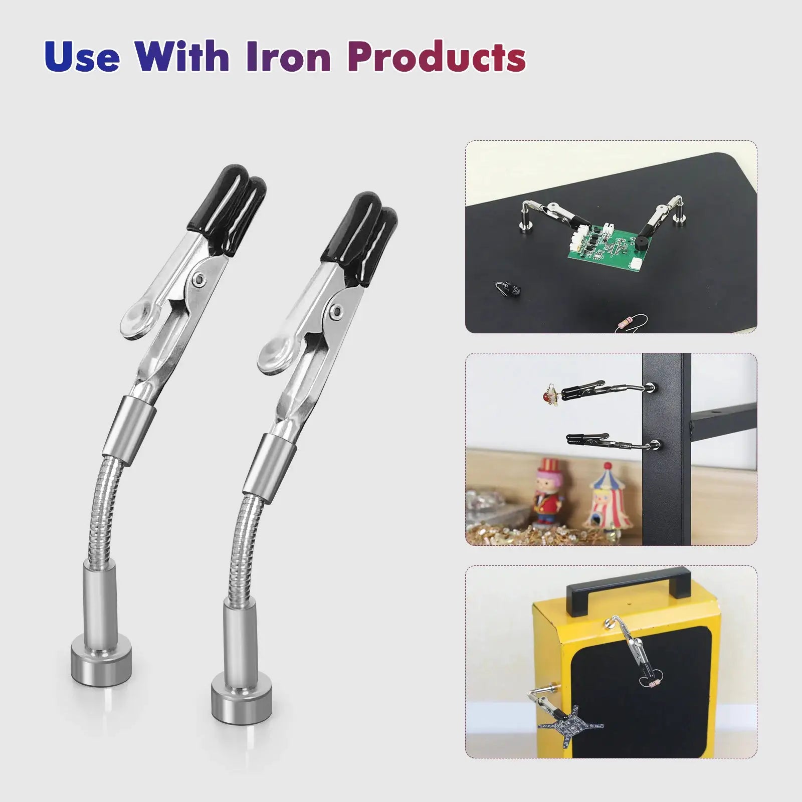 NEWACALOX Magnetic Mini Soldering Arm Holder for PCB Circuit Board with 360 Degree Chuck for Jewelry Making and Repair