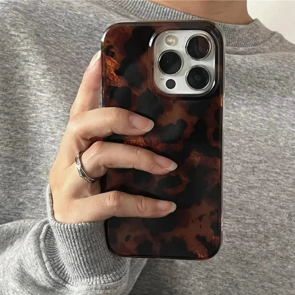 Retro Amber Texture Laser Phone Case Leopard Print For IPhone Through 17 Pro Max XS XR 16E Soft Cover