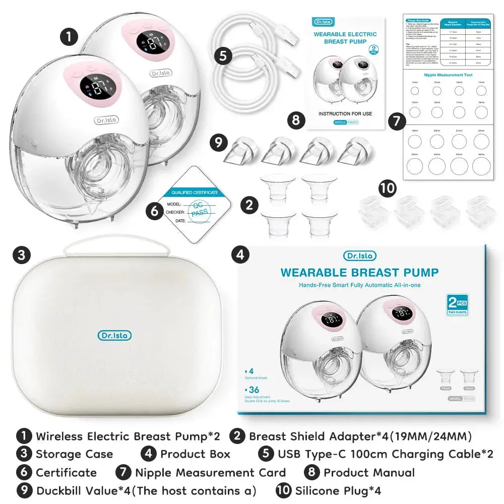 MAMIJOY Wearable Electric Breast Pump 2 Pack 4 Modes 36 Suction Levels Silent Leakproof Hands Free Breastfeeding EB50
