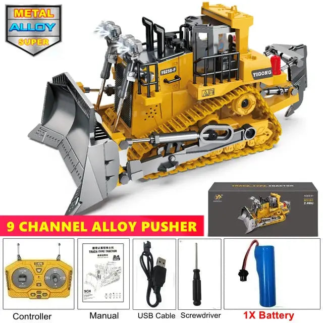 4WD Remote Control Excavator And Bulldozer Set 4x4 Alloy Dump Truck RC Car Construction Vehicle Toy For Kids