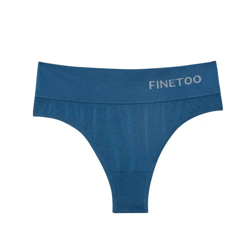 FINETOO blue high-waist G-string thong underwear for women