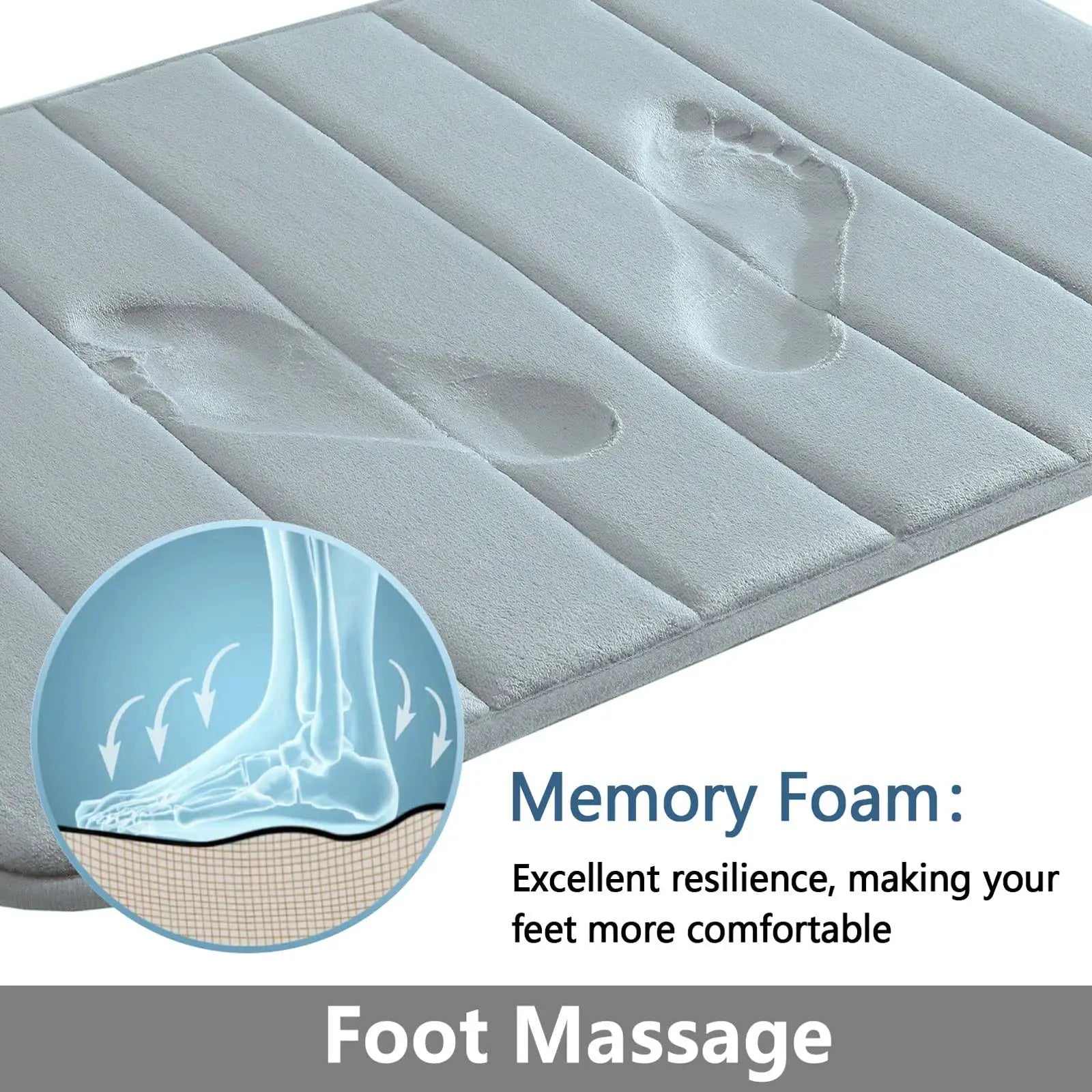 CloudLux Memory Foam Bath Mat Ultra Absorbent Three Layer Microfiber With Non Slip Backing Quick Drying